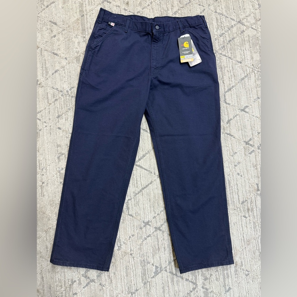 Carhartt FR CAT2 Flame Resistant Cargo Dungaree Work Pants Navy Blue 40x32 NWT